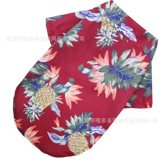 Dog Clothes Small, Medium and Large Dog Beach Pineapple Shirt Hawaiian Golden Retriever Pet Dog Cat Spring and Summer Supplies