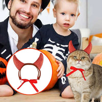 Cat and Dog Devil Horns - Pet Halloween Cosplay Costume - Cute Favors Photography Props, Festive Headgear with Straps for Celebrations