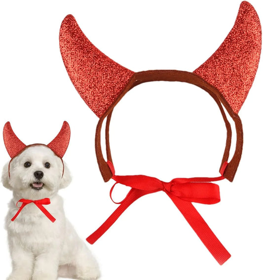 Cat and Dog Devil Horns - Pet Halloween Cosplay Costume - Cute Favors Photography Props, Festive Headgear with Straps for Celebrations