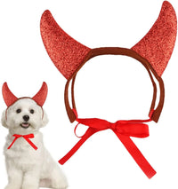 Cat and Dog Devil Horns - Pet Halloween Cosplay Costume - Cute Favors Photography Props, Festive Headgear with Straps for Celebrations