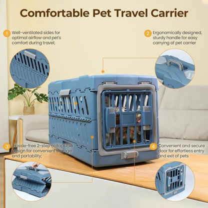Airline pet Transport Crate Foldable pet cage Top Handle Travel Carrier Cat and Dog Airline Crate Foldable pet Carrier for Aircraft Top Handle pet Carrier for Going Out