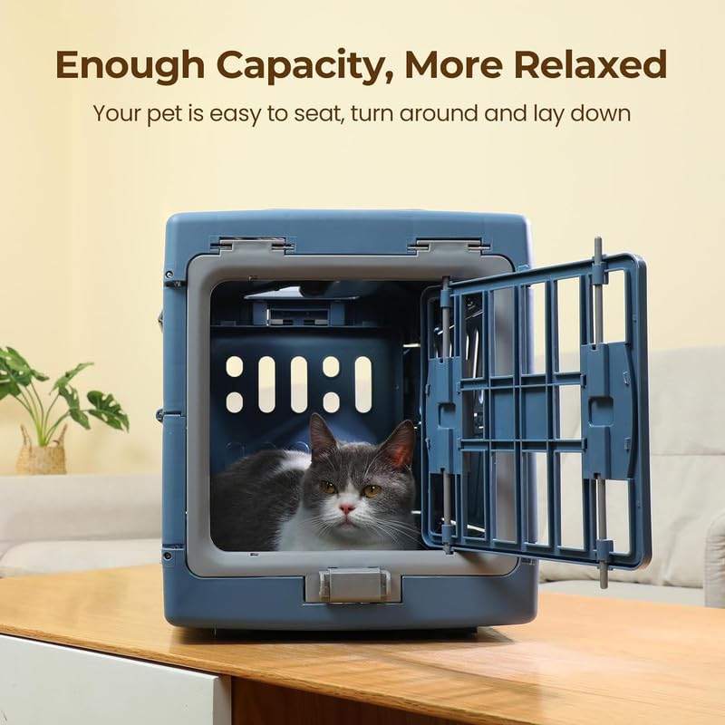 Airline pet Transport Crate Foldable pet cage Top Handle Travel Carrier Cat and Dog Airline Crate Foldable pet Carrier for Aircraft Top Handle pet Carrier for Going Out