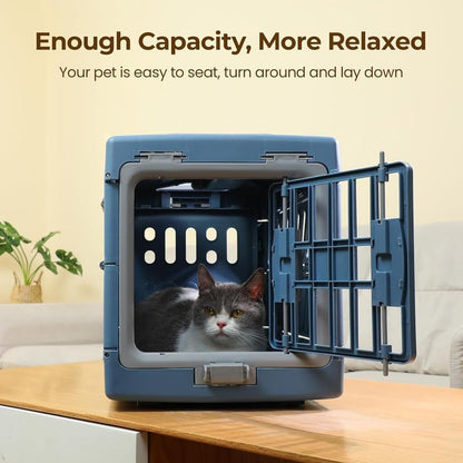 Airline pet Transport Crate Foldable pet cage Top Handle Travel Carrier Cat and Dog Airline Crate Foldable pet Carrier for Aircraft Top Handle pet Carrier for Going Out