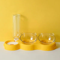BAGESHWAR Balaji Double Bowl Dog Cat Feeder Auto Removable for Pet Watering Bowl Dispenser Yellow