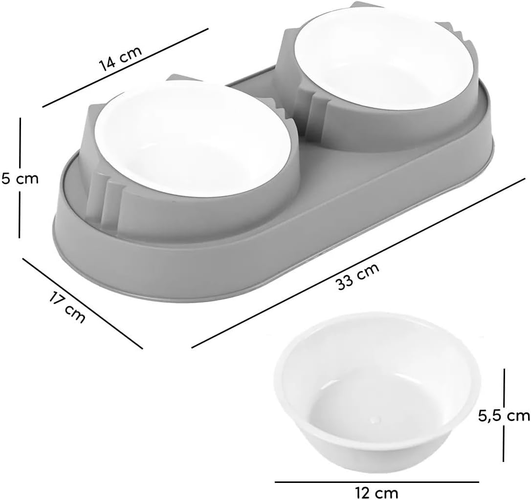 Double Compartment Plastic Food Bowl Non-Slip Base, Durable & Hygienic – Cat