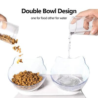 Elevated Cat Bowl, 15° Inclined Cat Double Bowl, Small Anti Spill Cat Food Bowl
