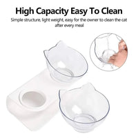 Elevated Cat Bowl, 15° Inclined Cat Double Bowl, Small Anti Spill Cat Food Bowl