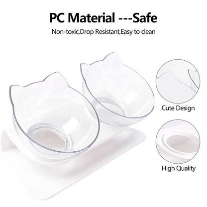 Elevated Cat Bowl, 15° Inclined Cat Double Bowl, Small Anti Spill Cat Food Bowl