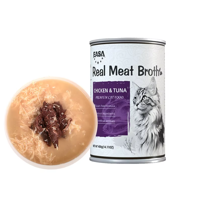EASA Cat Can Wet Food Real Meat Broth - Chicken Tuna For All Age Cats 400g
