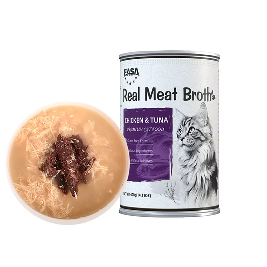 EASA Cat Can Wet Food Real Meat Broth - Chicken Tuna For All Age Cats 400g