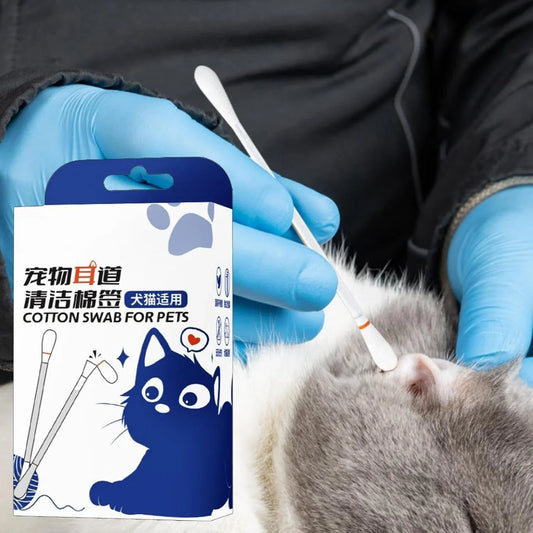 Ear Q Tips 50pcs Box pet ear cleaning special pet cotton swab to clean ear mites, Cat Ear Swabs Absorbent Q Ear