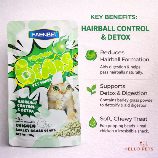 Faenbei Popping Beads Chicken Cat Snack – Hairball Control & Detox (70g) Pouch