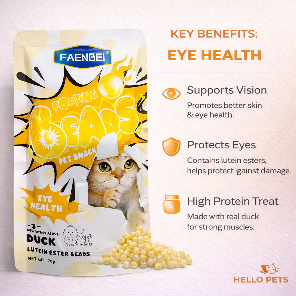 Faenbei Popping Beads Duck Cat Snack – Eye Health Support (70g)