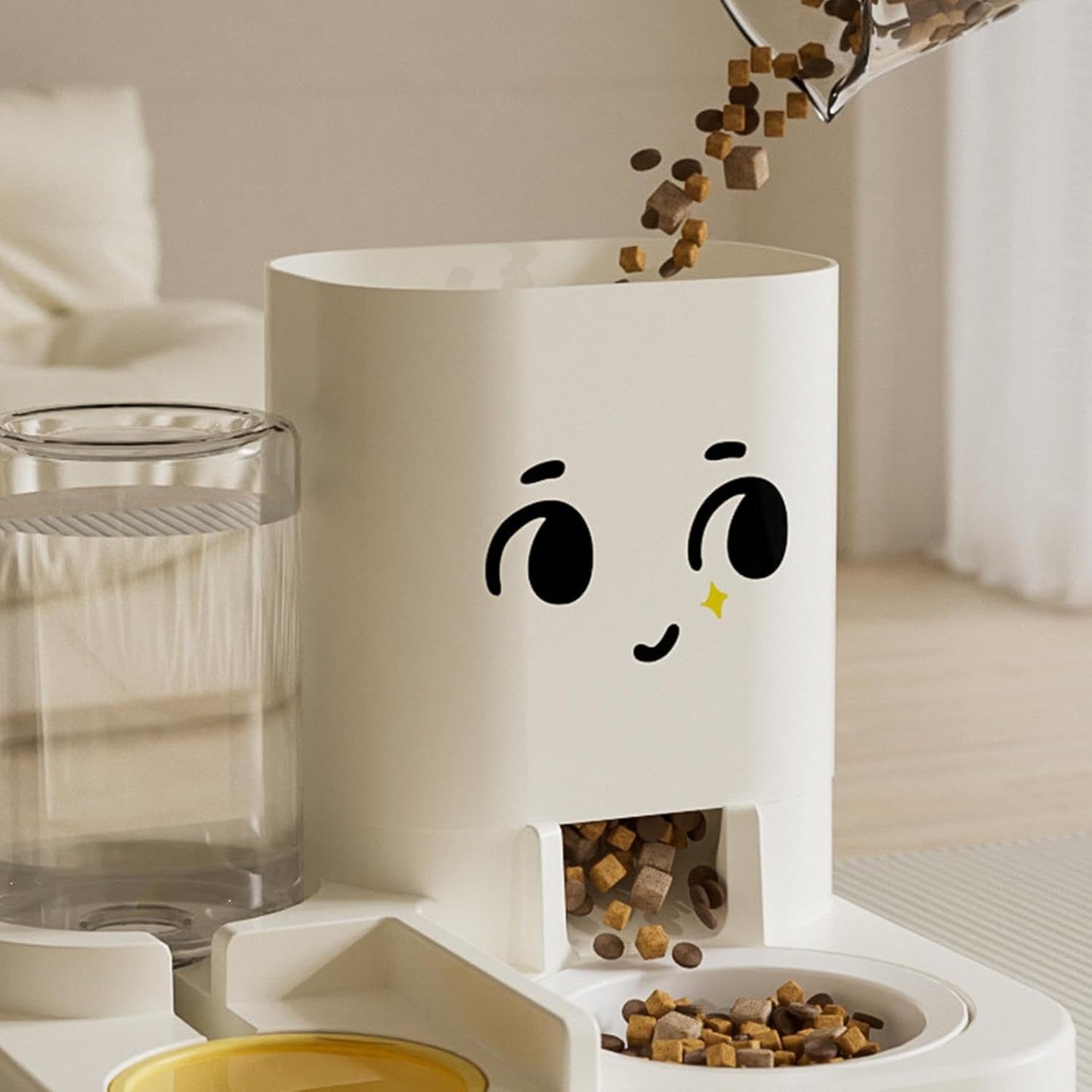 2-in-1 Pet Water Feeder - Large Capacity Automatic Cat Feeder, Automatic Cat Food Dispenser for Indoors