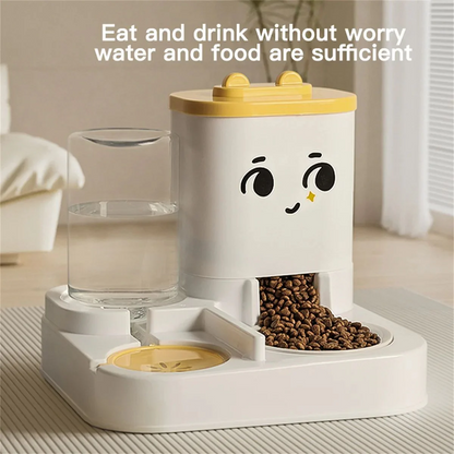 2-in-1 Pet Water Feeder - Large Capacity Automatic Cat Feeder, Automatic Cat Food Dispenser for Indoors