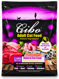 Gibo Adult Cat Dry Food – Natural Ingredients Fish, Beef, Shrimp & Chicken 2.5kg