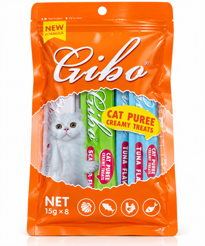GIBO 8 Pieces Cat Creamy Treat Mix Flavour 120g (15g*8)