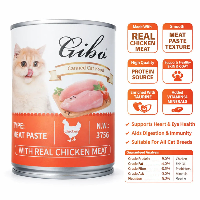 Gibo Chicken Meat Paste Canned Cat Wet Food 375g