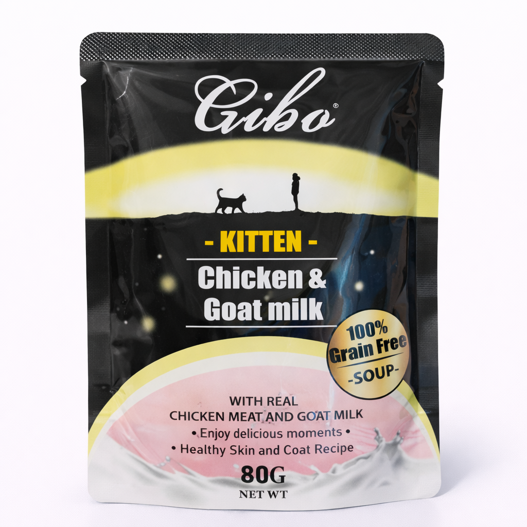 Gibo Kitten Chicken & Goat Milk Soup Wet Cat Food 80g (Grain Free)