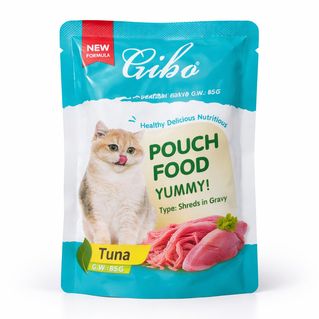 Gibo Tuna Cat Wet Food Pouch 85g (Shreds in Gravy)