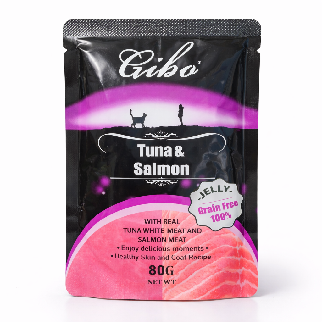 Gibo Tuna & Salmon Jelly Cat Wet Food 80g (Grain Free Wet Cat Food)