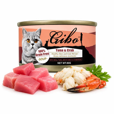 Gribo Tuna & Crab Grain Free Soup Cat Food 80g