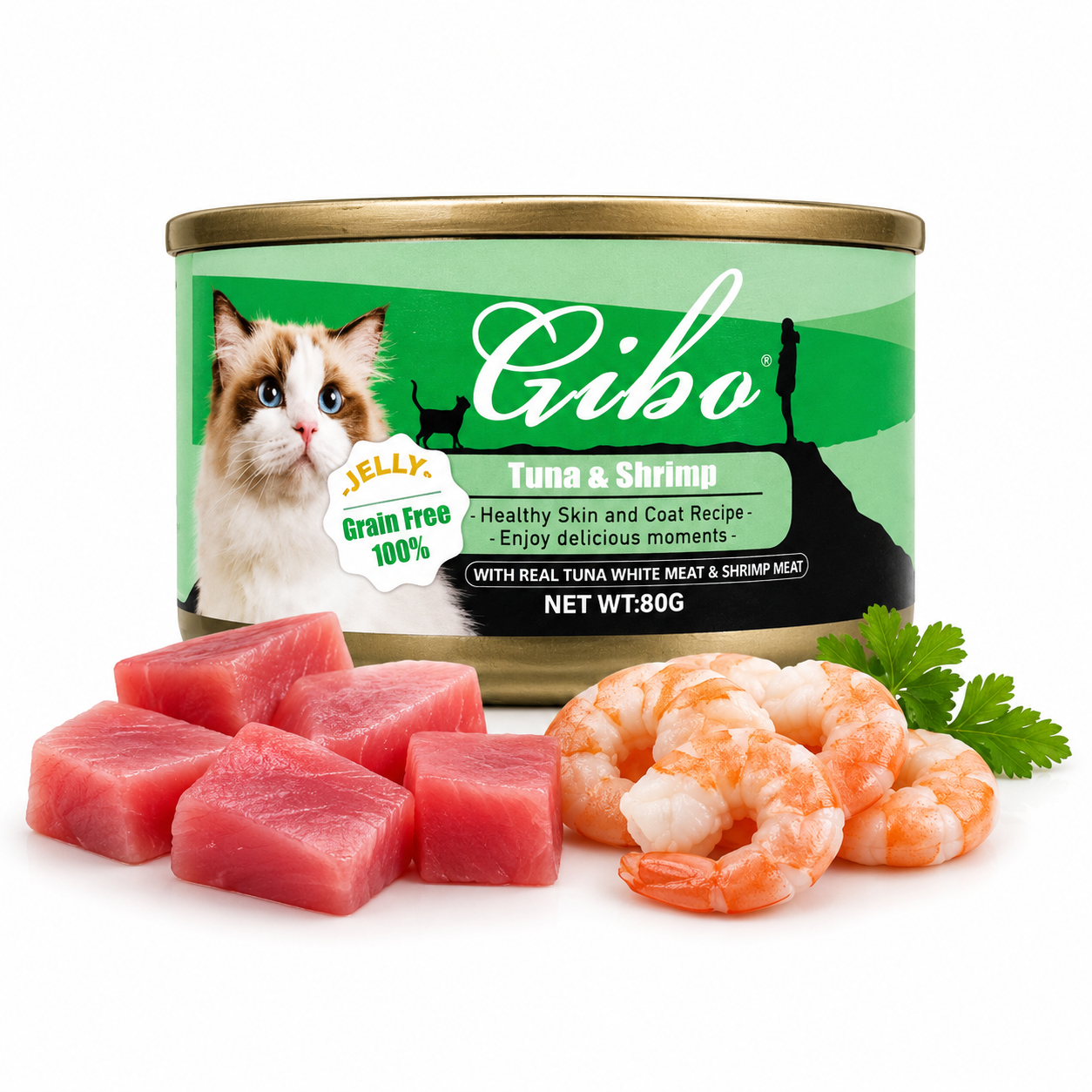 Gribo Tuna & Shrimp Grain Free Jelly Cat Food 80g