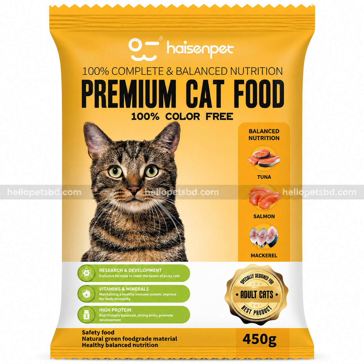 Haisenpet Premium Cat Food with Tuna, Salmon And Mackerel 450g
