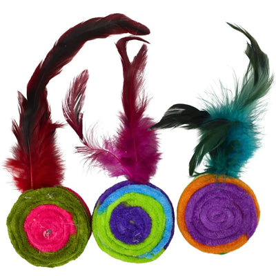Colorful Feather Felt Ball Cat Toy for Cats & Kittens