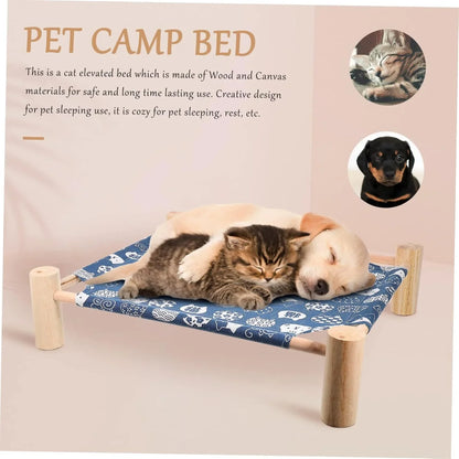 Cooling Cat and Dog Bed Breathable Summer Dog Wooden Bed Removable and Washable Beds for Small Dogs 54*11*47cm