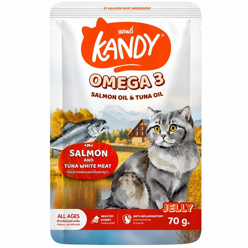 Kandy Omega 3 Pouch With Salmon & Tuna White Meat In Jelly For All Ages 70g