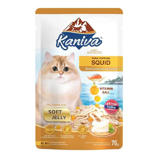 Kaniva Cat Pouch Tuna Topping Squid Soft Jelly 70g for Adult & Kitten