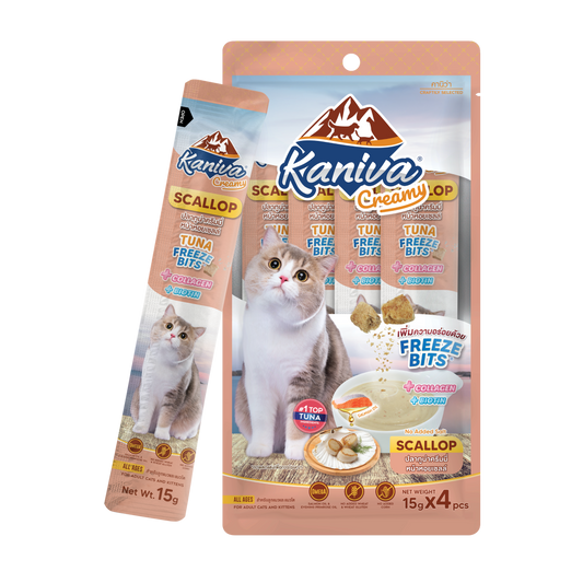 Kaniva Creamy Scallop with Tuna Freeze Bits Cat Treats 15gX 4 pcs