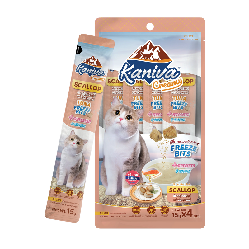 Kaniva Creamy Scallop with Tuna Freeze Bits Cat Treats 15gX 4 pcs