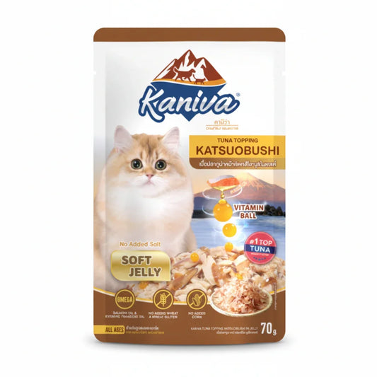 Kaniva Cat Pouch Tuna Topping Katsuobushi In Jelly 70g for Adult & Kitten