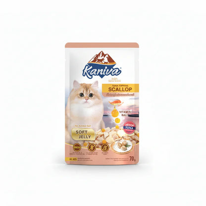 Kaniva Cat Pouch Tuna Topping Scallop In Jelly 70g for Adult & Kitten