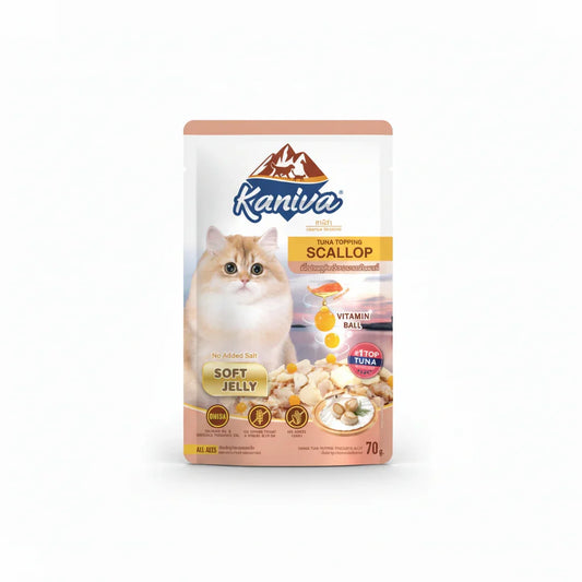 Kaniva Cat Pouch Tuna Topping Scallop In Jelly 70g for Adult & Kitten