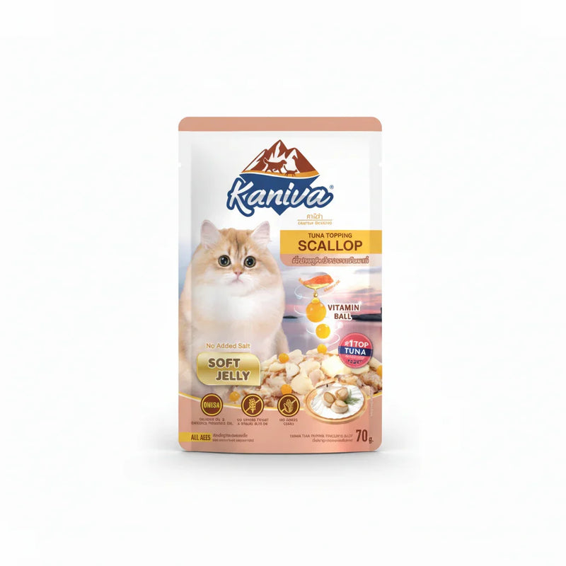 Kaniva Cat Pouch Tuna Topping Scallop In Jelly 70g for Adult & Kitten