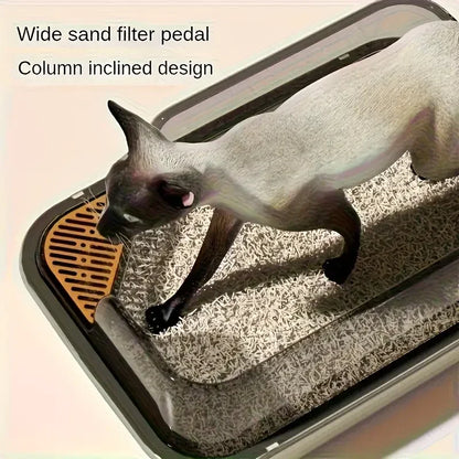 Cat Litter Training Tray, Corner Cut Extra Large Semi-Enclosed Litter Box Open Top Cat Litter Tray
