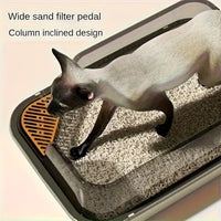 Cat Litter Training Tray, Corner Cut Extra Large Semi-Enclosed Litter Box Open Top Cat Litter Tray