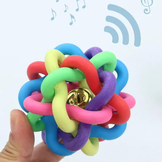 Small and Medium Dogs Rubber Chew Toy Rainbow Ball Colorful Bell Ball Pets 1PCS Diameter 5.5CM