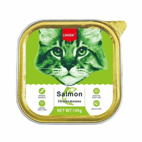 Linsen Cat Wet Food  Salmon Chicken Mousse 100g Linsen Cat Pate