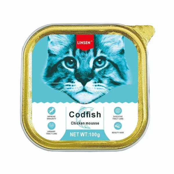 Linsen Cat Wet Food Codfish Chicken Mousse 100g Linsen Cat Pate