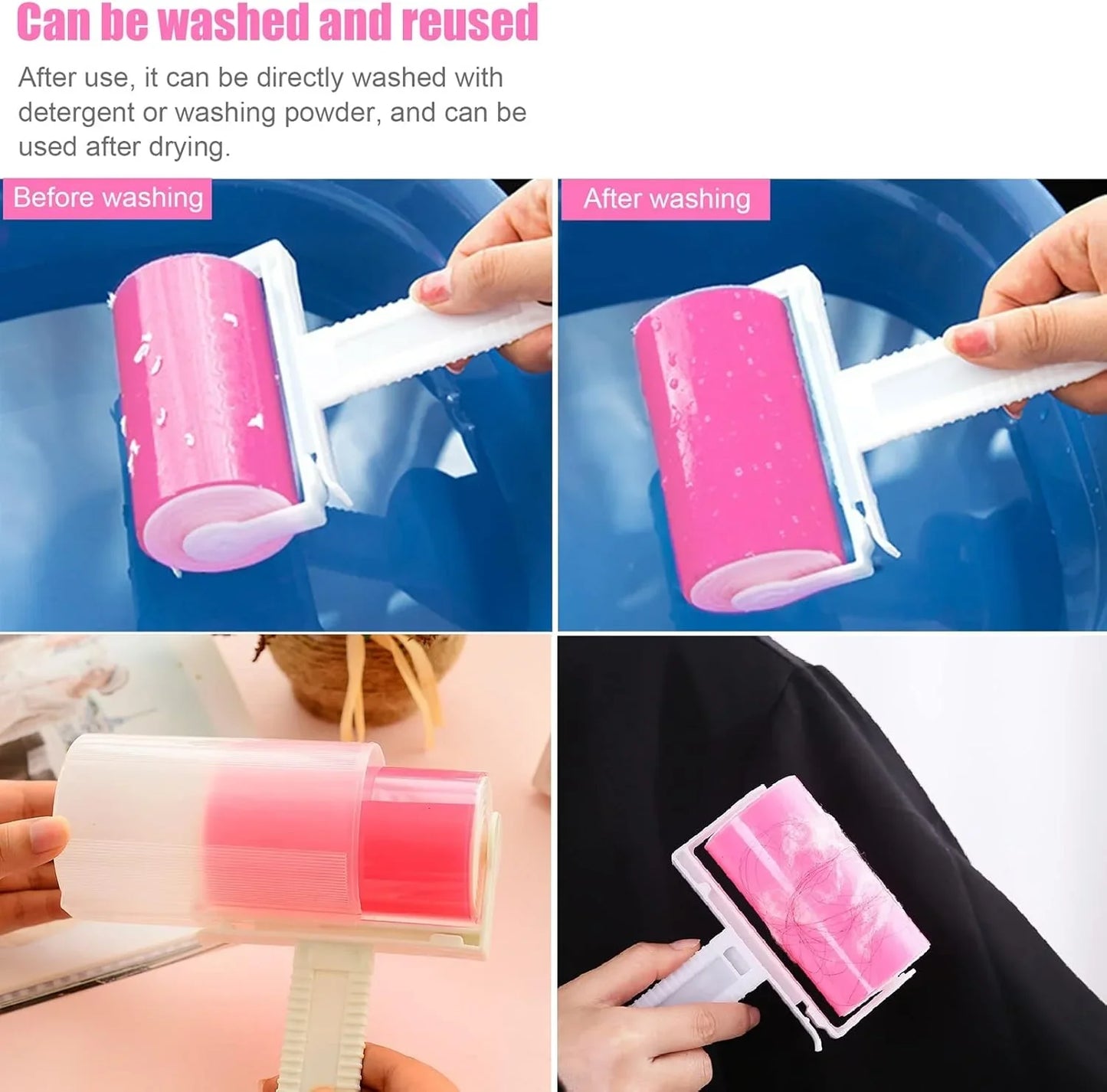 Washable Reusable Lint Roller for Removing Fluff Cat Hair Dog Hair from Clothes