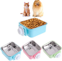 Luck Dawn Cat Crate Bowl, Stainless Steel Removable Cage Hanging Bowls with Bolt Holder
