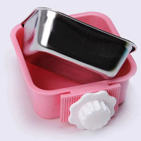Luck Dawn Cat Crate Bowl, Stainless Steel Removable Cage Hanging Bowls with Bolt Holder
