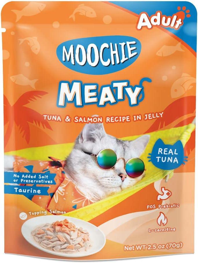 Moochie Meaty Tuna & Salmon in Jelly Adult Cat Pouch Wet Food 70g