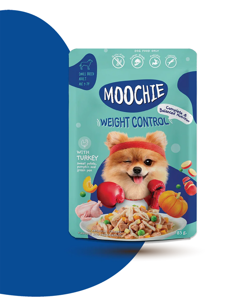 Moochie Dog Pouch WEIGHT CONTROL Turkey with Sweet Potato, Pumpkin and Green Pea and Coconut Oil