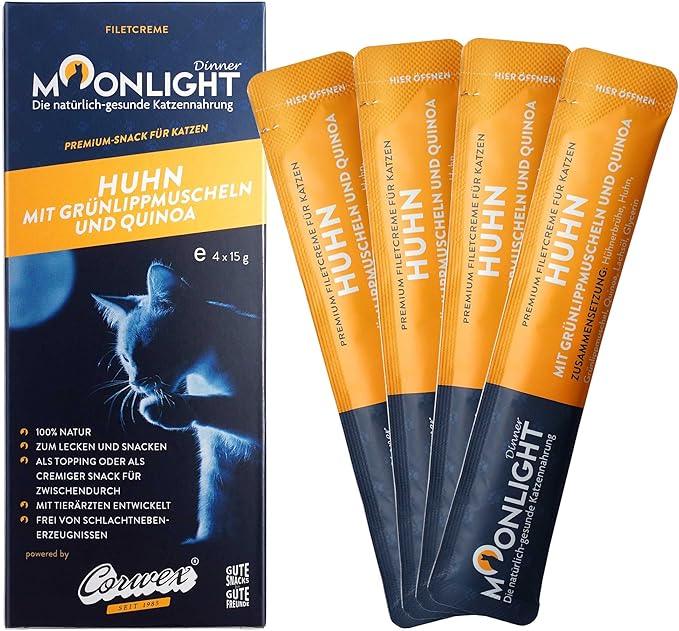 Moonlight Fillet Cream with Chicken (60 g - 1 Pack), Premium Snacks for Cats - Practical Sticks for Licking Out of Your Hand, Cat Treats (4 x 15 g)