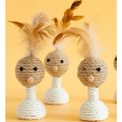 Natural Sisal Feather Cat Toy Ball for Cats & Kittens